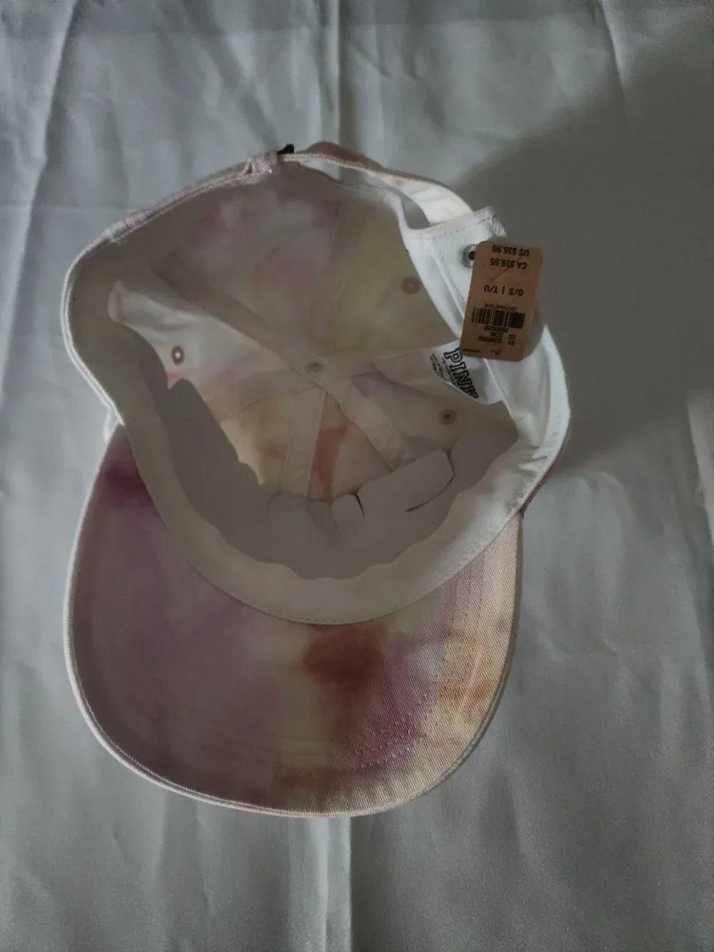 Victoria's Secret PINK White Multi/Tie Dye Baseball Hat One Size New With Tags - Picture 5 of 13